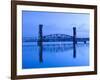 Alabama, Decatur, Old Southern Railway Bridge, Lift Bridge, Tennessee River, Dawn, Blue, USA-John Coletti-Framed Photographic Print