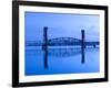 Alabama, Decatur, Old Southern Railway Bridge, Lift Bridge, Tennessee River, Dawn, Blue, USA-John Coletti-Framed Photographic Print