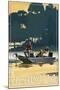 Alabama - Fishermen in Boat-Lantern Press-Mounted Art Print
