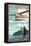 Alabama - Float Plane and Fisherman-Lantern Press-Framed Stretched Canvas