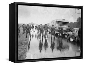 Alabama Guardsmen Protecting Freedom Riders Bus-null-Framed Stretched Canvas