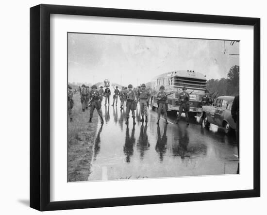 Alabama Guardsmen Protecting Freedom Riders Bus-null-Framed Photographic Print