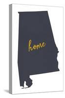 Alabama - Home State- Gray on White-Lantern Press-Stretched Canvas