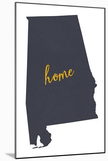 Alabama - Home State- Gray on White-Lantern Press-Mounted Art Print