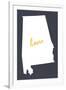 Alabama - Home State- White on Gray-Lantern Press-Framed Art Print