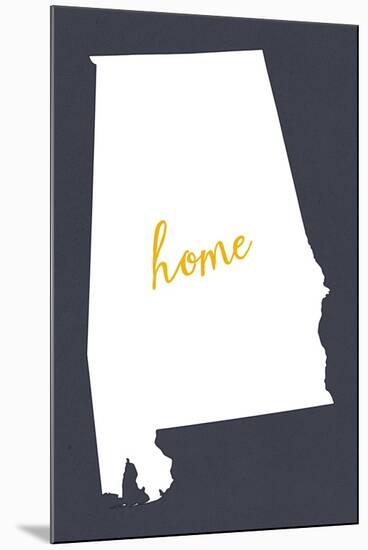 Alabama - Home State- White on Gray-Lantern Press-Mounted Art Print