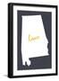 Alabama - Home State- White on Gray-Lantern Press-Framed Art Print