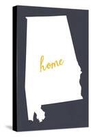 Alabama - Home State- White on Gray-Lantern Press-Stretched Canvas
