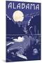 Alabama - Lake at Night-Lantern Press-Mounted Art Print