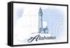 Alabama - Lighthouse - Blue - Coastal Icon-Lantern Press-Framed Stretched Canvas