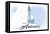 Alabama - Lighthouse - Blue - Coastal Icon-Lantern Press-Framed Stretched Canvas