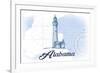 Alabama - Lighthouse - Blue - Coastal Icon-Lantern Press-Framed Premium Giclee Print