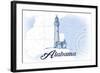 Alabama - Lighthouse - Blue - Coastal Icon-Lantern Press-Framed Art Print