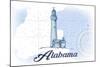 Alabama - Lighthouse - Blue - Coastal Icon-Lantern Press-Mounted Art Print