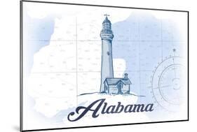 Alabama - Lighthouse - Blue - Coastal Icon-Lantern Press-Mounted Art Print