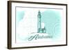Alabama - Lighthouse - Teal - Coastal Icon-Lantern Press-Framed Art Print