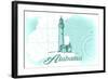 Alabama - Lighthouse - Teal - Coastal Icon-Lantern Press-Framed Art Print