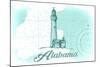 Alabama - Lighthouse - Teal - Coastal Icon-Lantern Press-Mounted Art Print