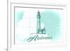 Alabama - Lighthouse - Teal - Coastal Icon-Lantern Press-Framed Premium Giclee Print