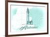 Alabama - Lighthouse - Teal - Coastal Icon-Lantern Press-Framed Premium Giclee Print