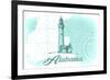 Alabama - Lighthouse - Teal - Coastal Icon-Lantern Press-Framed Premium Giclee Print