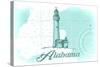 Alabama - Lighthouse - Teal - Coastal Icon-Lantern Press-Stretched Canvas
