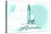 Alabama - Lighthouse - Teal - Coastal Icon-Lantern Press-Stretched Canvas