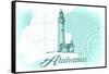 Alabama - Lighthouse - Teal - Coastal Icon-Lantern Press-Framed Stretched Canvas