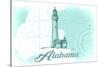 Alabama - Lighthouse - Teal - Coastal Icon-Lantern Press-Stretched Canvas