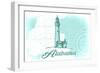 Alabama - Lighthouse - Teal - Coastal Icon-Lantern Press-Framed Art Print