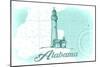 Alabama - Lighthouse - Teal - Coastal Icon-Lantern Press-Mounted Art Print