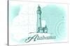 Alabama - Lighthouse - Teal - Coastal Icon-Lantern Press-Stretched Canvas