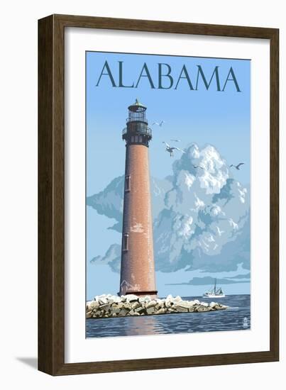 Alabama - Lighthouse-Lantern Press-Framed Art Print