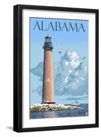 Alabama - Lighthouse-Lantern Press-Framed Art Print