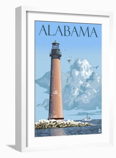 Alabama - Lighthouse-Lantern Press-Framed Art Print