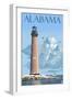 Alabama - Lighthouse-Lantern Press-Framed Art Print