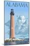 Alabama - Lighthouse-Lantern Press-Mounted Art Print