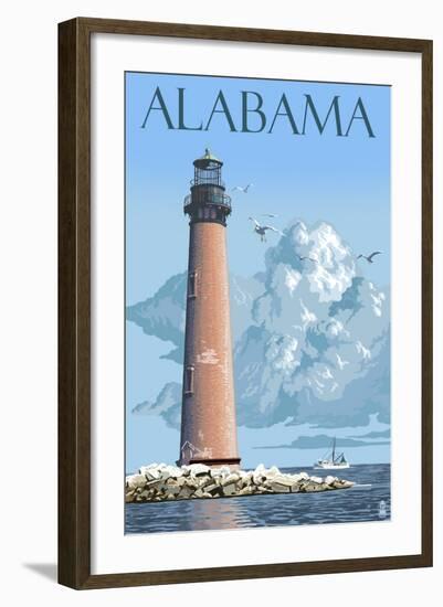 Alabama - Lighthouse-Lantern Press-Framed Art Print