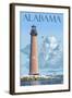 Alabama - Lighthouse-Lantern Press-Framed Art Print