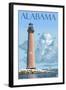 Alabama - Lighthouse-Lantern Press-Framed Art Print
