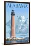 Alabama - Lighthouse-Lantern Press-Framed Art Print