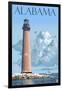 Alabama - Lighthouse-Lantern Press-Framed Art Print