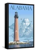 Alabama - Lighthouse-Lantern Press-Framed Stretched Canvas