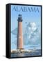 Alabama - Lighthouse-Lantern Press-Framed Stretched Canvas