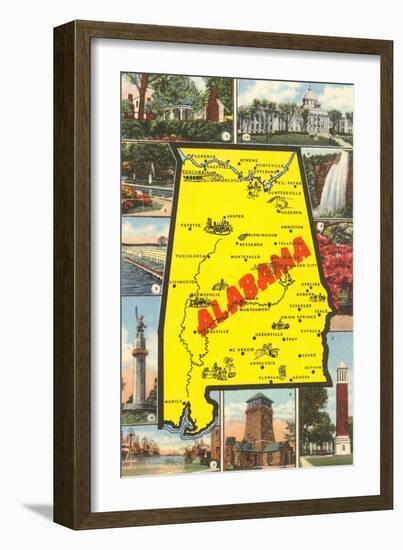 Alabama Map and Scenes-null-Framed Art Print