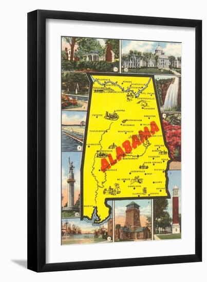 Alabama Map and Scenes-null-Framed Art Print