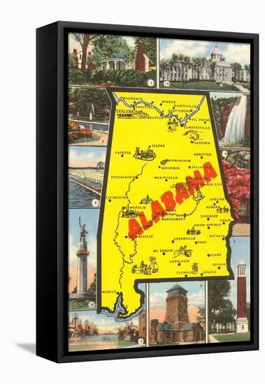 Alabama Map and Scenes-null-Framed Stretched Canvas