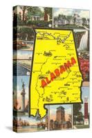 Alabama Map and Scenes-null-Stretched Canvas