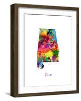 Alabama Map-Michael Tompsett-Framed Art Print