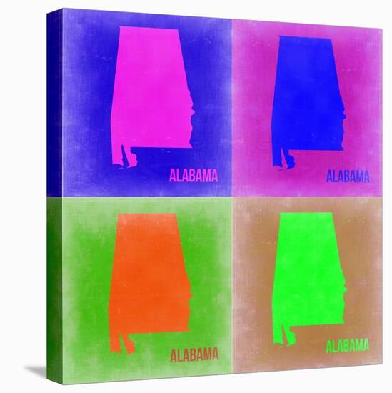 Alabama Pop Art Map 2-NaxArt-Stretched Canvas